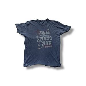 Billy Joel The Amazing Piano Man Lyrics 2-Sided Retro Style Blue T-shirt 2XL